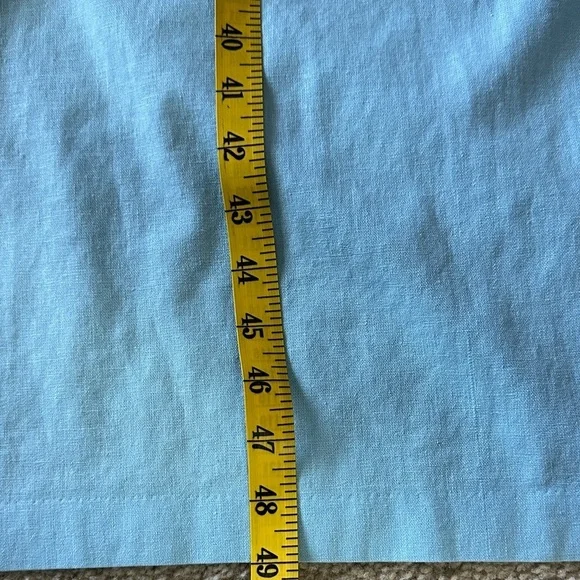 Vintage Scoop Neck Linen Blend Blue Sheath Midi Dress Sleeveless Tulips  XL - Picture 7 of 9